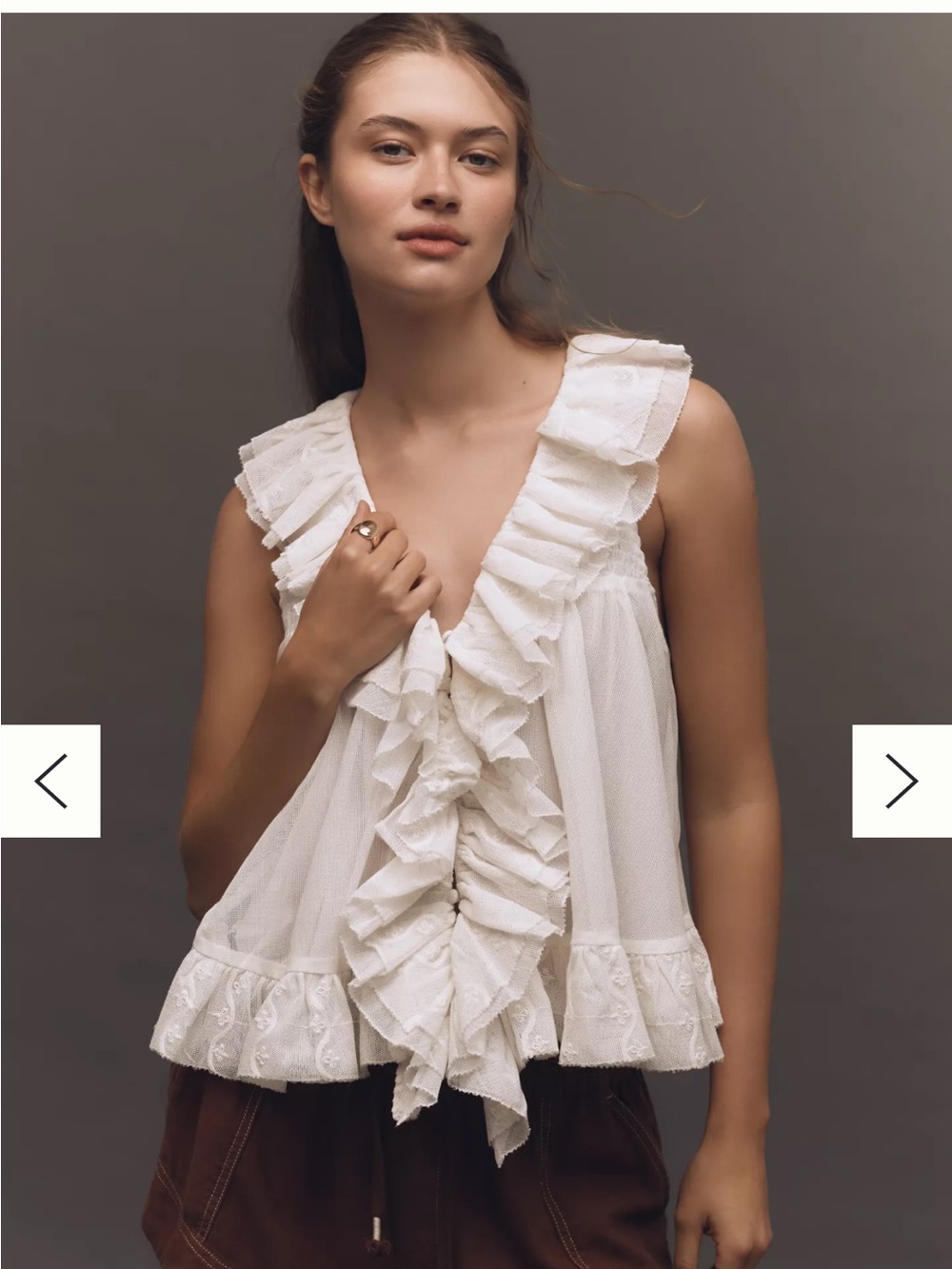 By Anthropologie Sheer Ruffle Swing Top